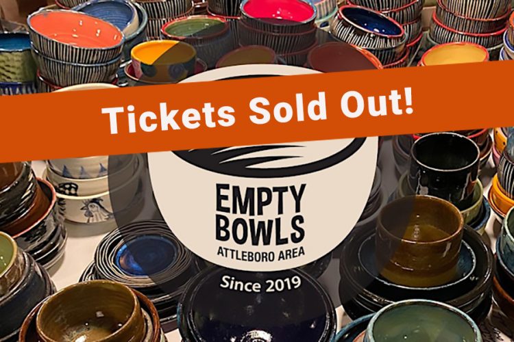 Headline "Tickets Sold Out" with the Empty Bowls logo and bowls in the background